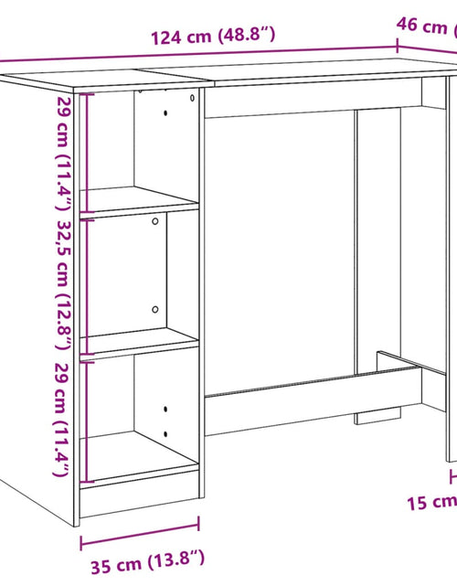 Încărcați imaginea în vizualizatorul Galerie, Masă bar raft stejar Sonoma gri 124x46x103,5 cm lemn prelucrat
