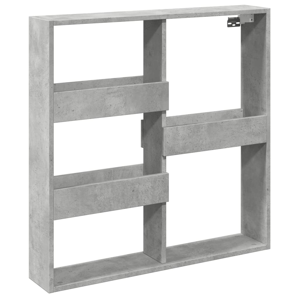 Dulap de perete, gri beton, 80x15x80 cm, lemn prelucrat