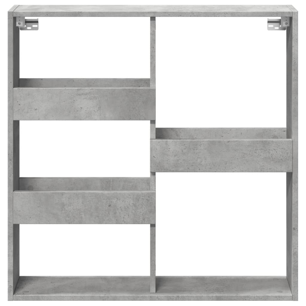 Dulap de perete, gri beton, 80x15x80 cm, lemn prelucrat