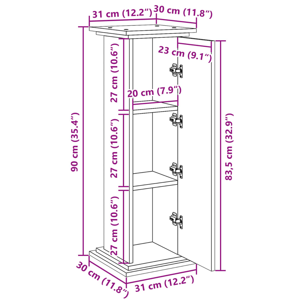 Suport prezentare cu depozitare alb 31x30x90 cm lemn prelucrat