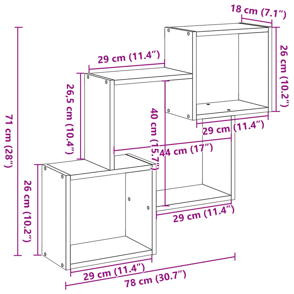 Dulap de perete, 78x18x71 cm, stejar sonoma, lemn prelucrat