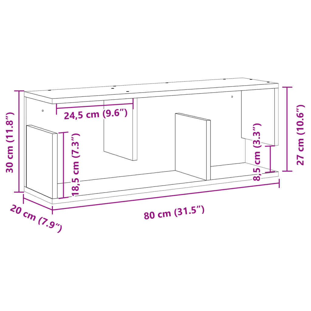 Dulap de perete, alb, 80x20x30 cm, lemn prelucrat