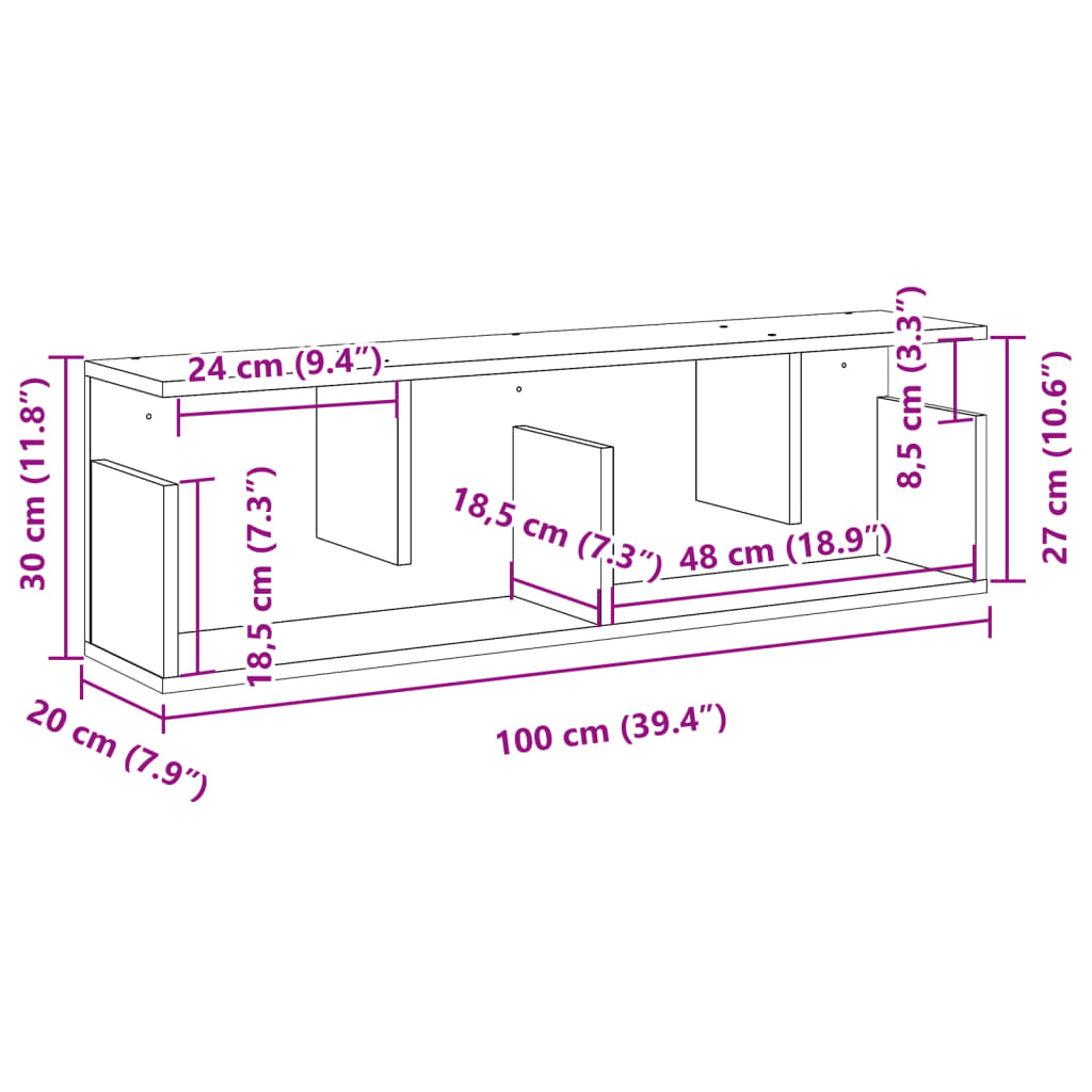 Dulap de perete, alb, 100x20x30 cm, lemn prelucrat