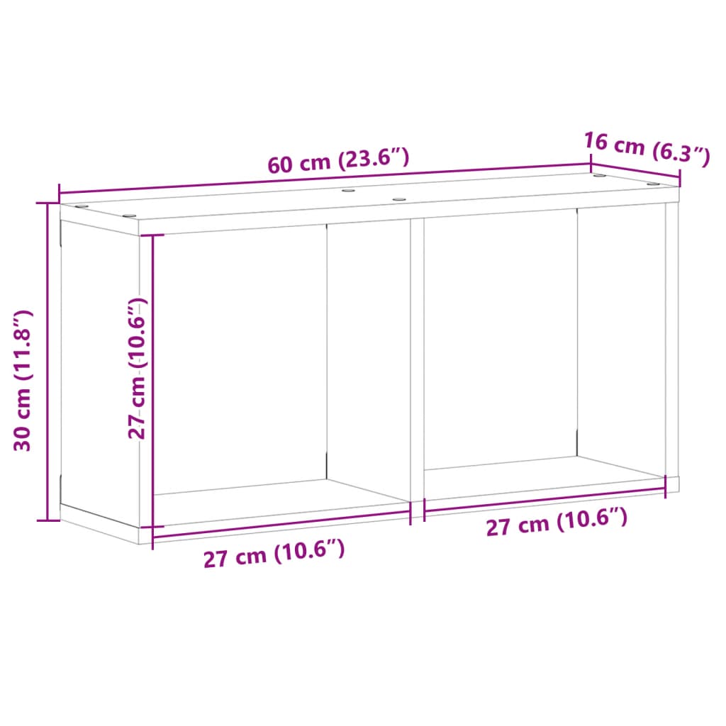 Dulap de perete, gri sonoma, 60x16x30 cm, lemn prelucrat