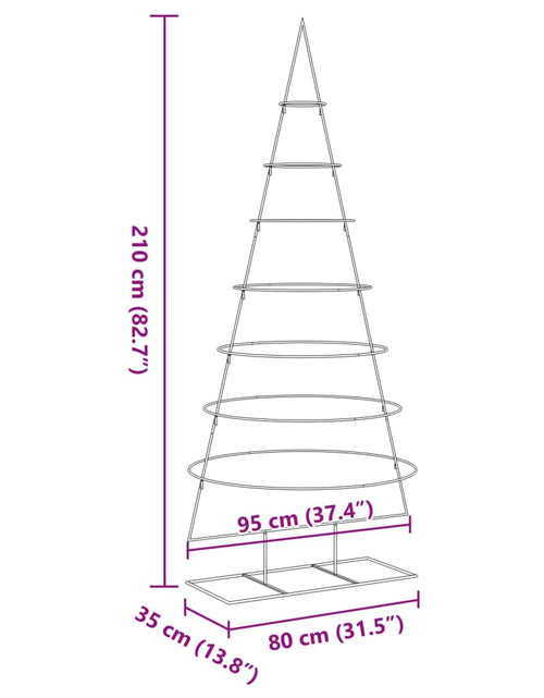 Загрузите изображение в средство просмотра галереи, Brad de Crăciun din metal pentru decor, negru, 210 cm
