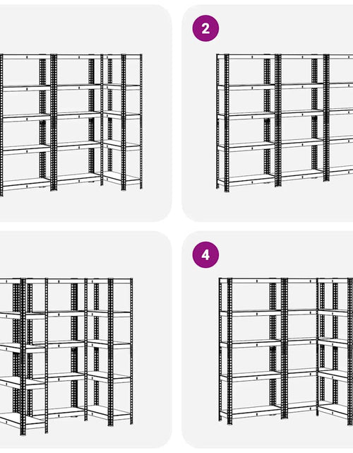 Încărcați imaginea în vizualizatorul Galerie, Rafturi de depozitare cu 5 niveluri, 3 buc., antracit oțel/lemn
