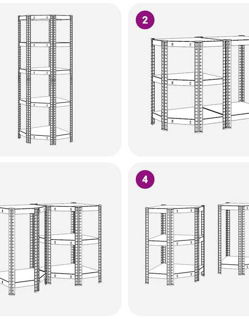 Încărcați imaginea în vizualizatorul Galerie, Raft de colț cu 5 niveluri, argintiu, oțel și lemn prelucrat
