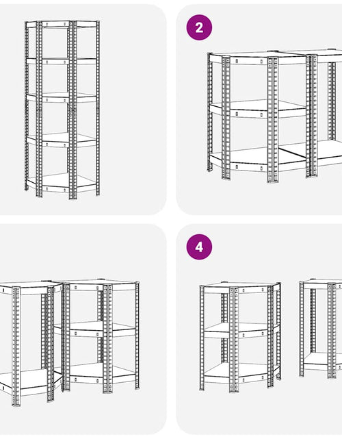 Încărcați imaginea în vizualizatorul Galerie, Raft de colț cu 5 niveluri, antracit, oțel/lemn prelucrat
