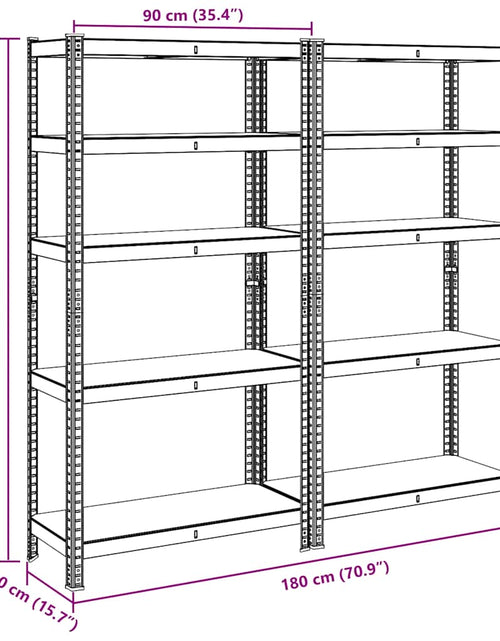 Încărcați imaginea în vizualizatorul Galerie, Rafturi de depozitare cu 5 niveluri, 2 buc., albastru oțel/lemn
