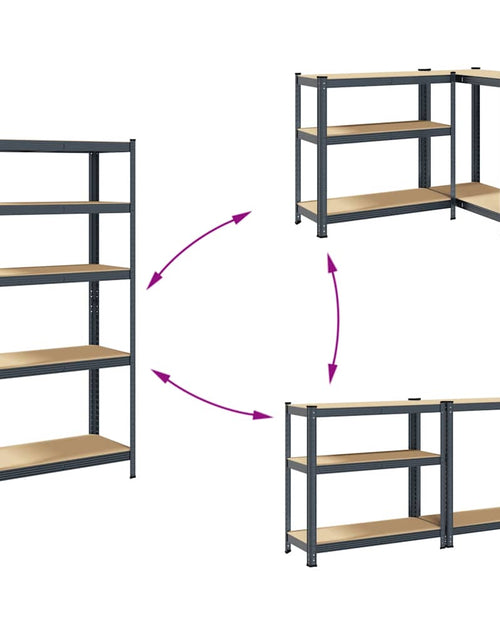 Încărcați imaginea în vizualizatorul Galerie, Raft de depozitare cu 5 niveluri, antracit, oțel/lemn prelucrat
