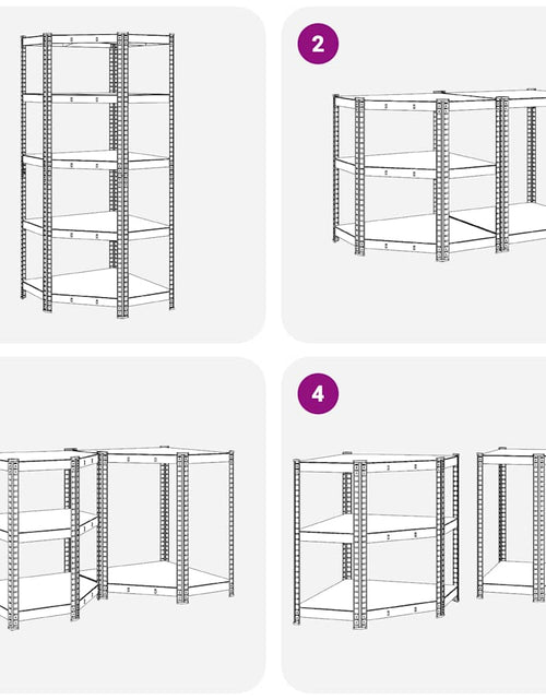 Încărcați imaginea în vizualizatorul Galerie, Raft de colț cu 5 niveluri, antracit, oțel/lemn prelucrat
