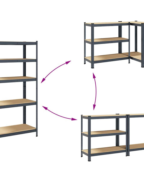 Încărcați imaginea în vizualizatorul Galerie, Raft capacitate mare cu 5 niveluri antracit oțel&amp;lemn prelucrat
