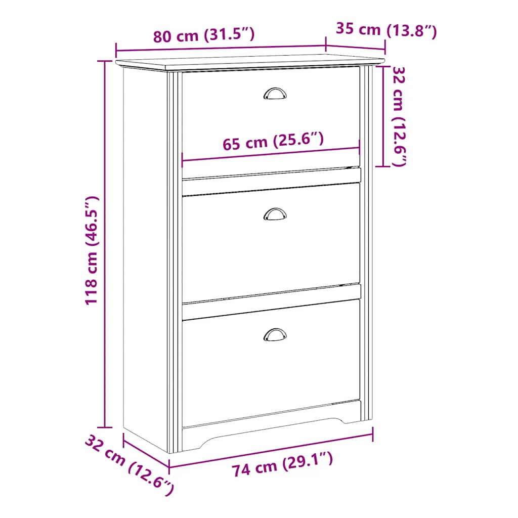 Suport pantofi „BODO” Alb 80x35x118 cm