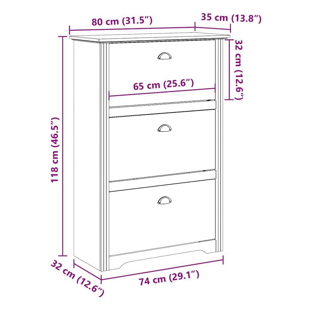 Suport pantofi „BODO” alb și maro 80x35x118 cm