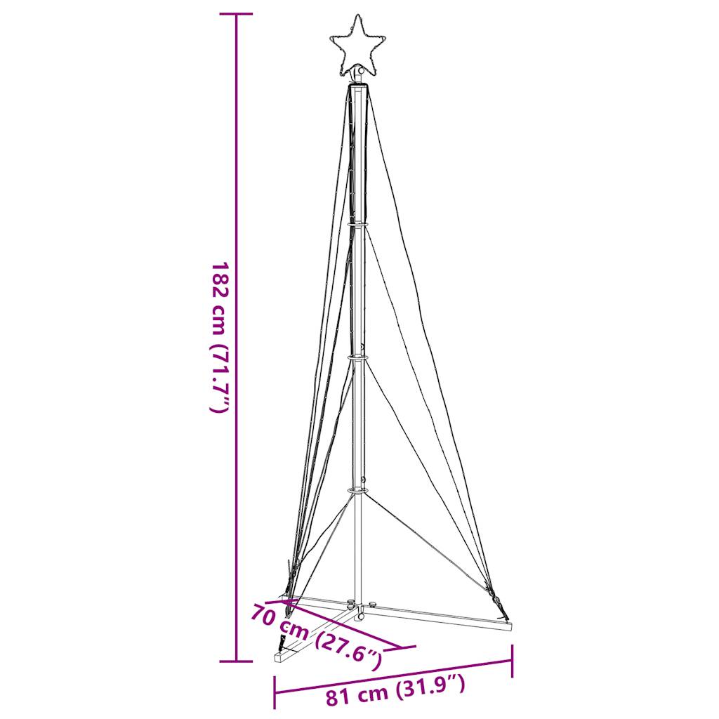 Instalație brad de Crăciun 363 LED-uri, albastru, 182 cm