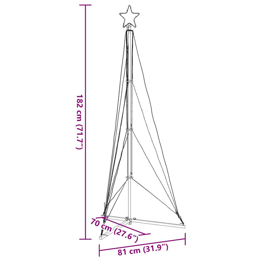 Instalație brad de Crăciun 363 LED-uri, colorat, 182 cm