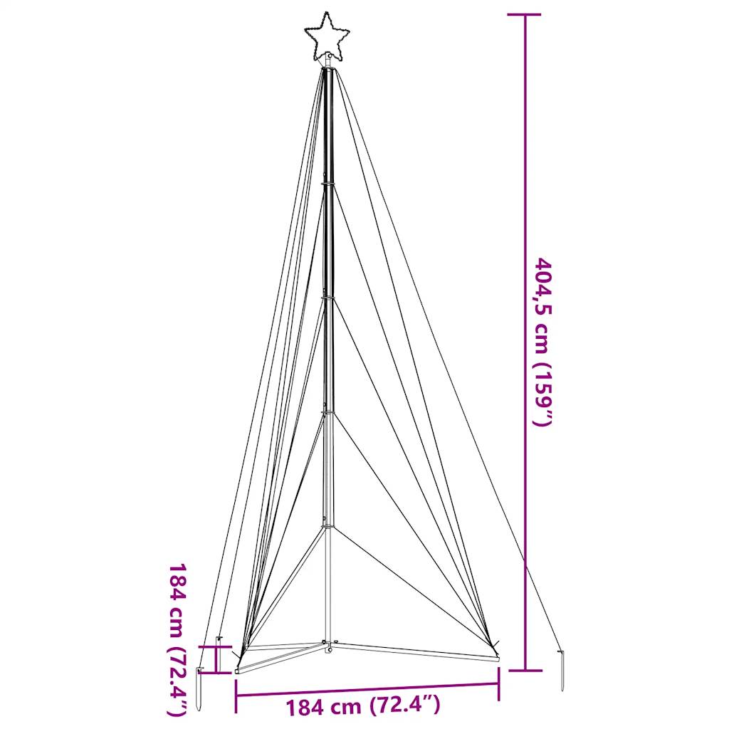 Instalație brad de Crăciun 615 LED-uri, alb cald, 404,5 cm