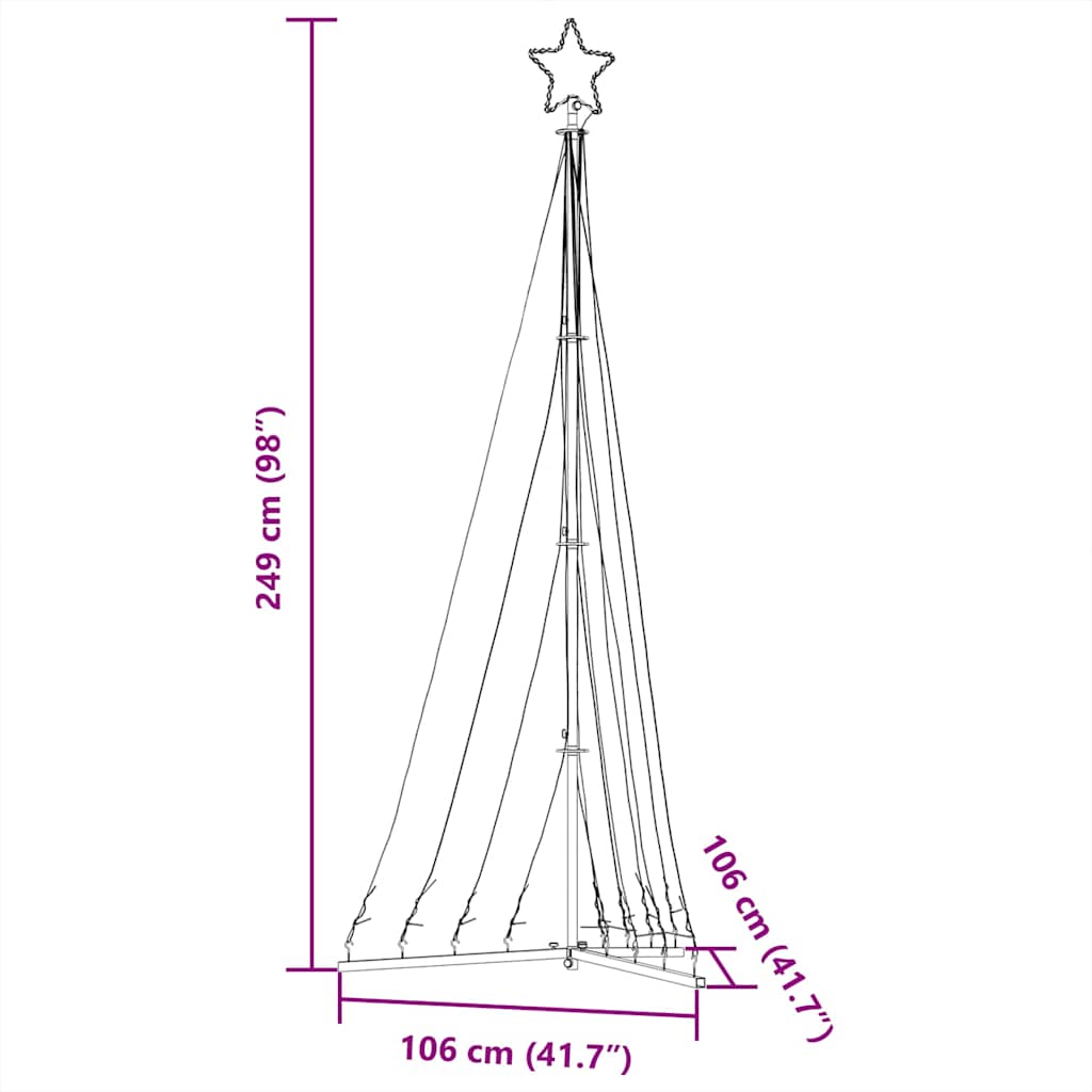 Instalație brad de Crăciun 447 LED-uri, alb rece, 249 cm