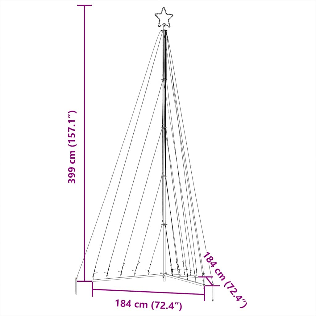 Instalație brad de Crăciun 570 LED-uri, albastru, 399 cm