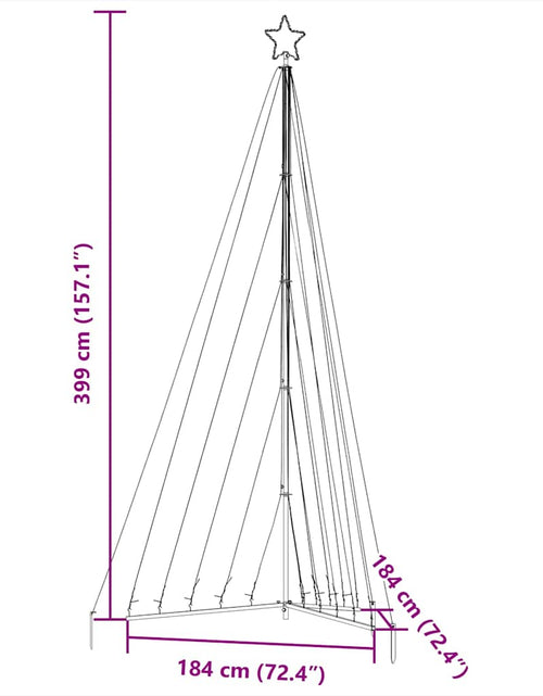 Загрузите изображение в средство просмотра галереи, Instalație brad de Crăciun 570 LED-uri, colorat, 399 cm

