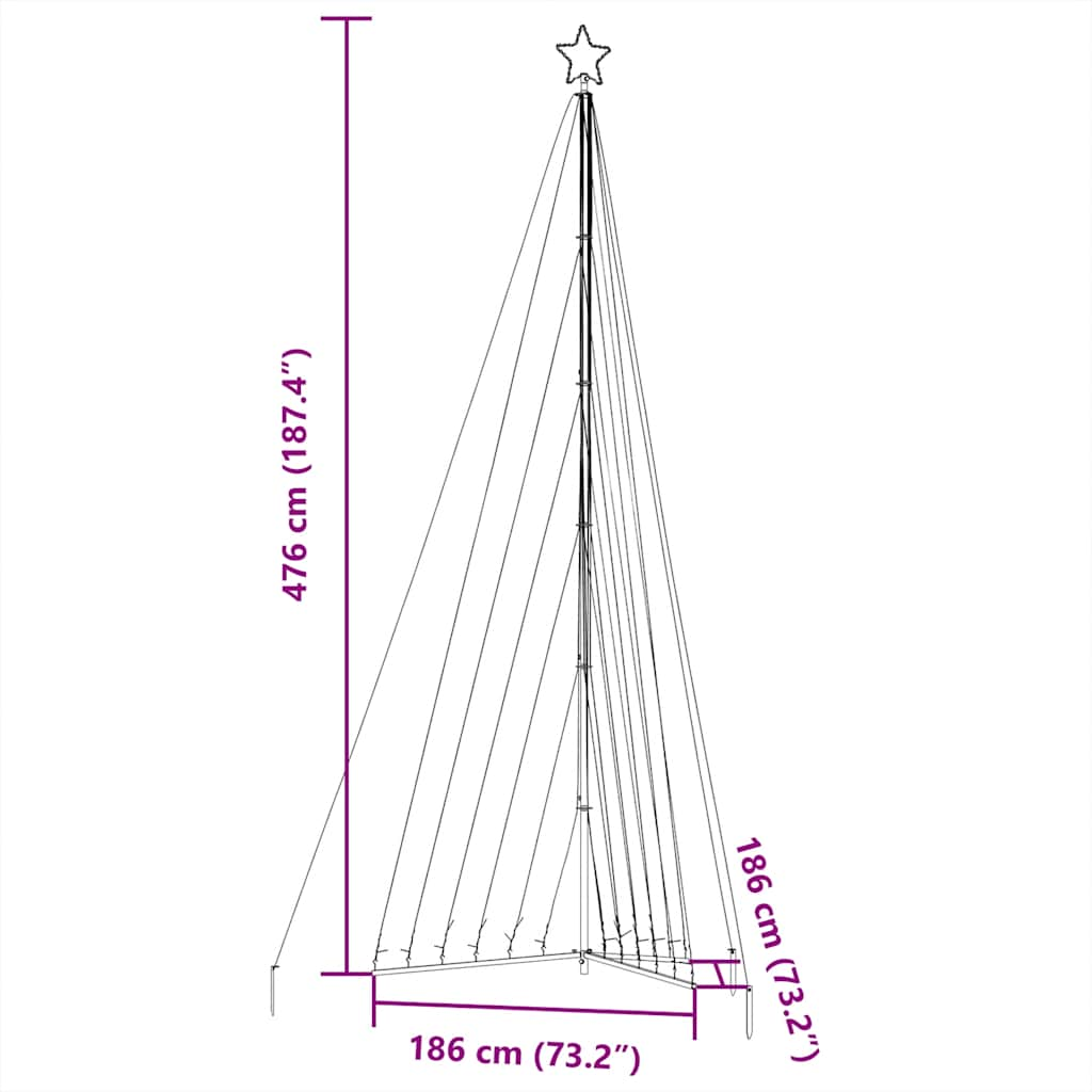 Instalație brad de Crăciun 789 LED-uri, colorat, 476 cm