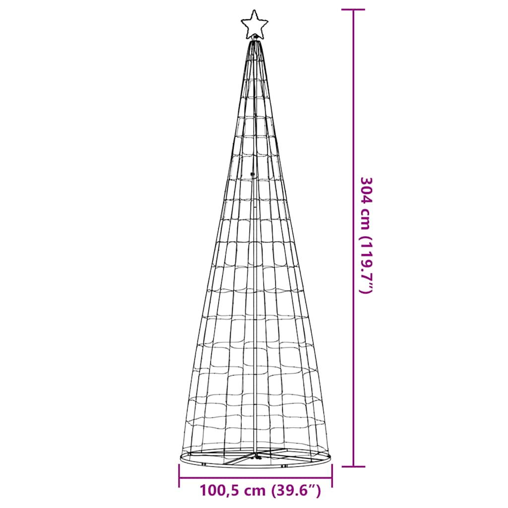 Con de lumină pentru brad de Crăciun 550 LED-uri alb rece 304cm