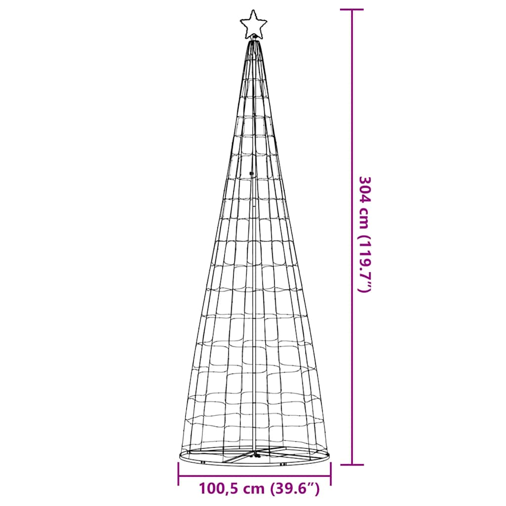 Con de lumină pentru brad de Crăciun 550 LED-uri colorat 304 cm