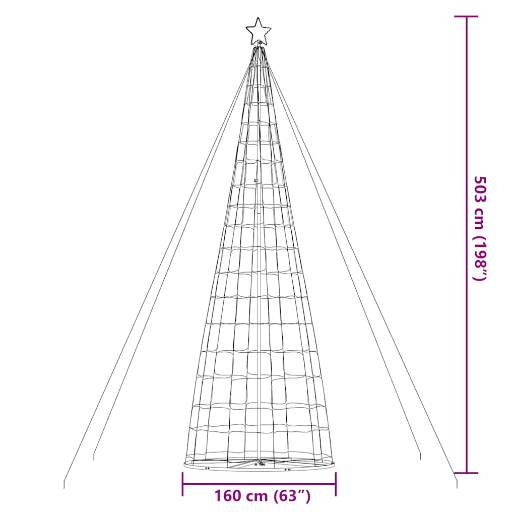 Con de lumină brad de Crăciun, 1534 LED-uri, alb cald, 503 cm