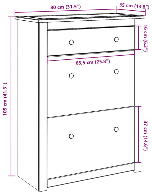 Încărcați imaginea în vizualizatorul Galerie, Dulap de pantofi „Panama”, 80x35x105 cm, lemn masiv de pin
