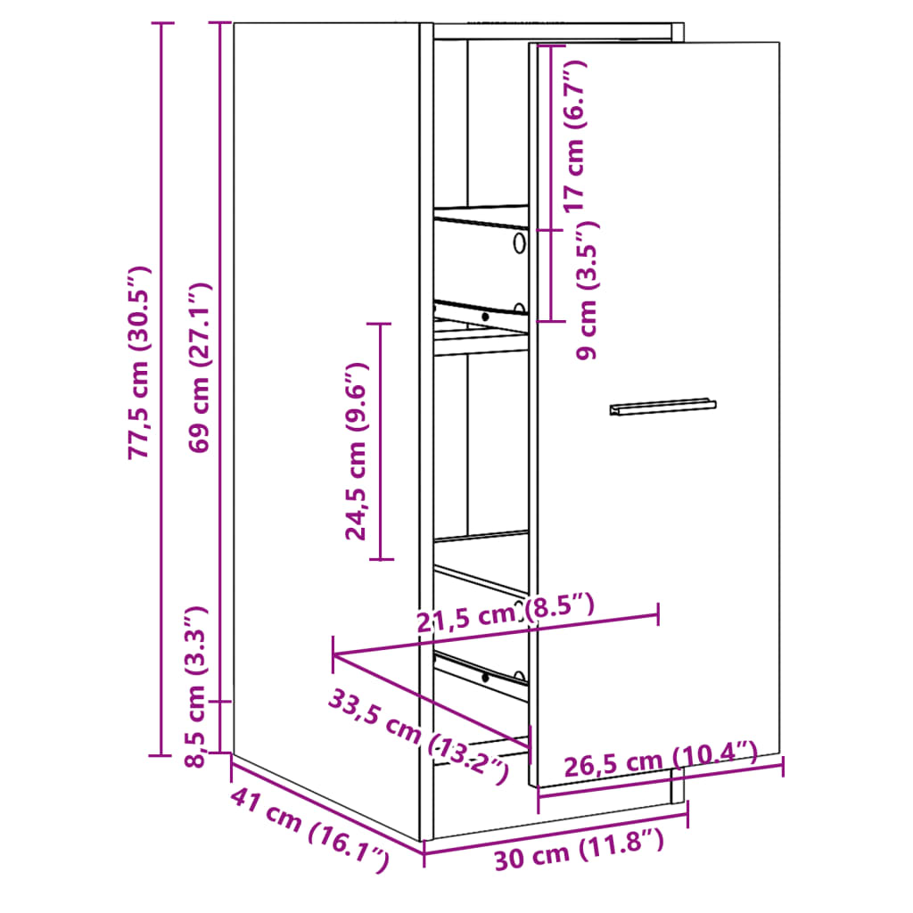 Dulap de farmacie, stejar sonoma, 30x41x77,5 cm lemn prelucrat