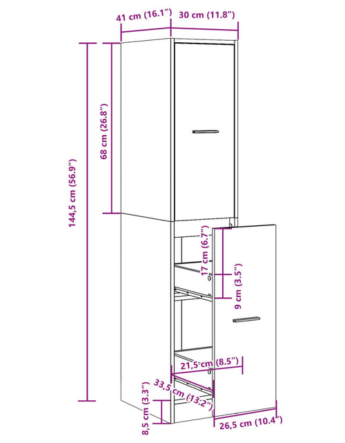 Încărcați imaginea în vizualizatorul Galerie, Dulap de farmacie, stejar sonoma, 30x41x144,5 cm lemn prelucrat

