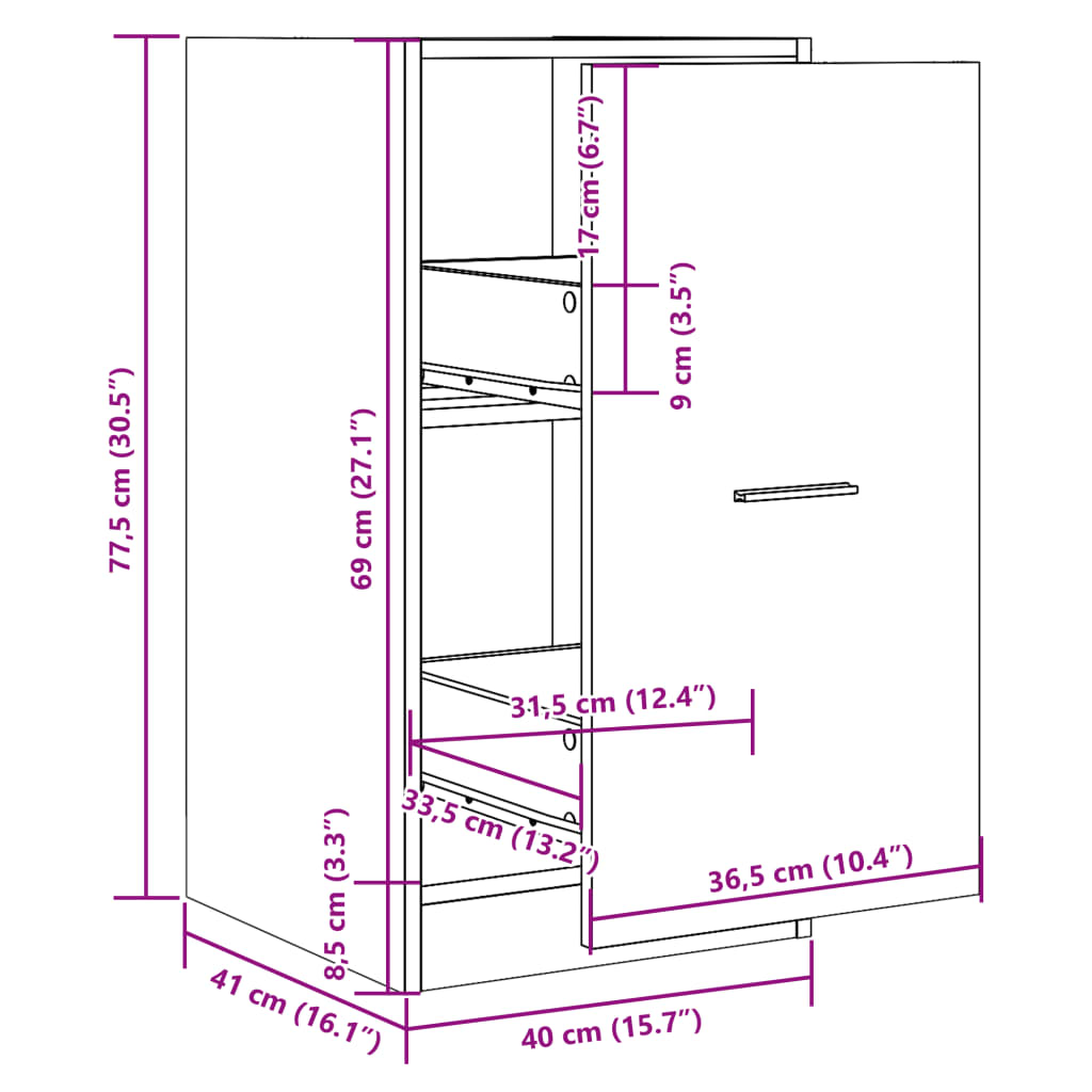 Dulap de farmacie, gri beton, 40x41x77,5 cm, lemn prelucrat