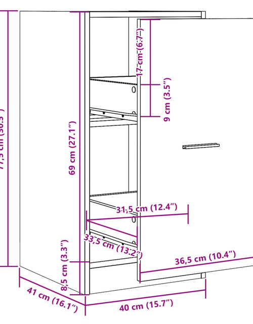 Загрузите изображение в средство просмотра галереи, Dulap farmacie, stejar artizanal, 40x41x77,5 cm, lemn prelucrat
