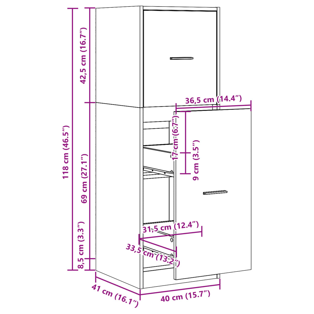 Dulap de farmacie, alb, 40x41x118 cm, lemn prelucrat