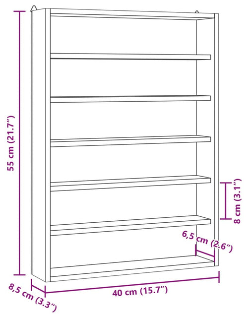 Încărcați imaginea în vizualizatorul Galerie, Vitrină de perete cu 6 rafturi, 40x8,5x55 cm
