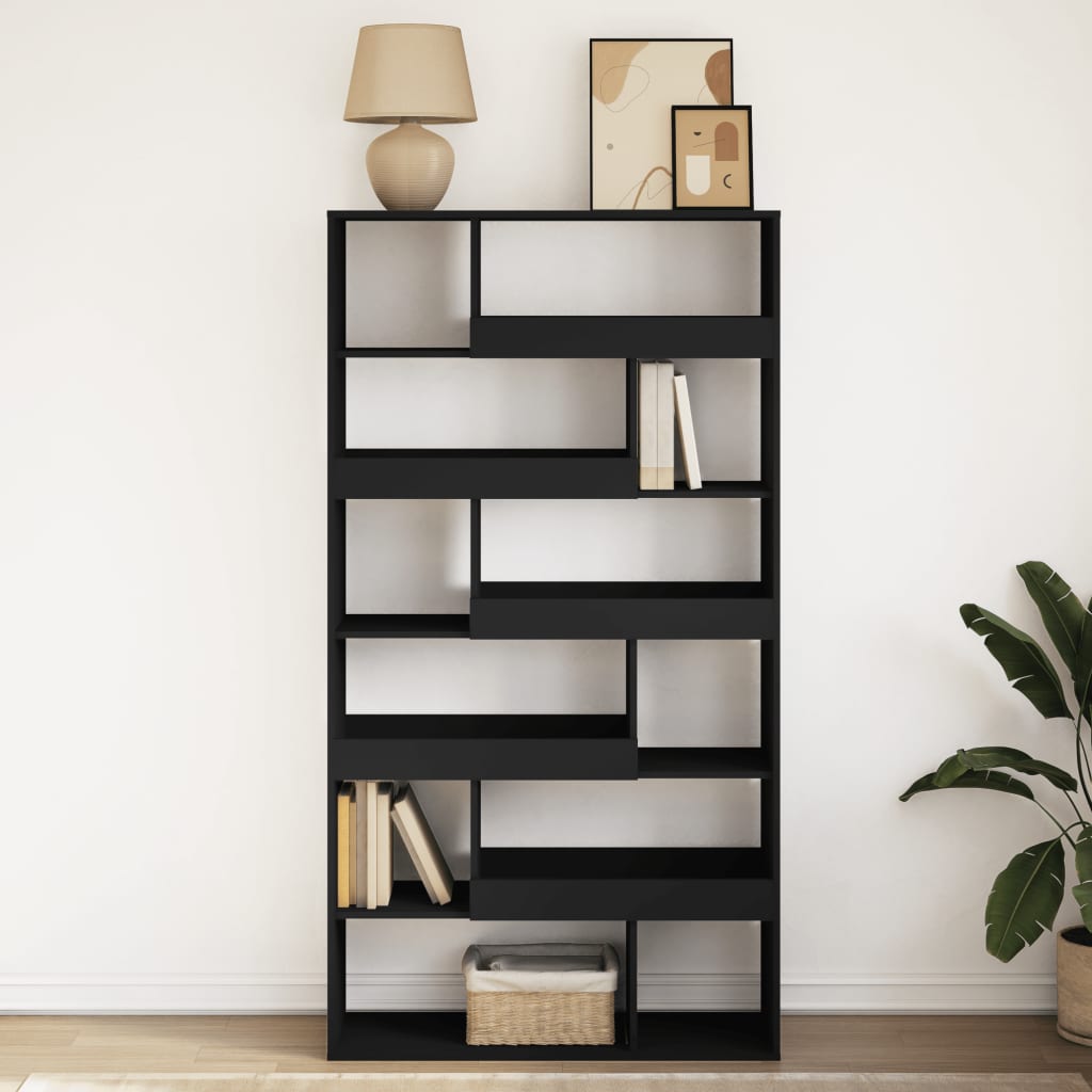 Bibliotecă, negru, 100x33x187,5 cm, lemn prelucrat