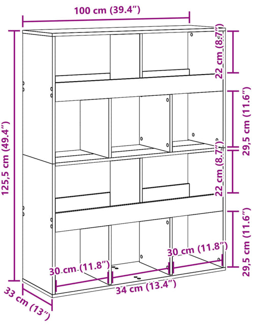 Загрузите изображение в средство просмотра галереи, Bibliotecă, gri beton, 100x33x125,5 cm, lemn prelucrat
