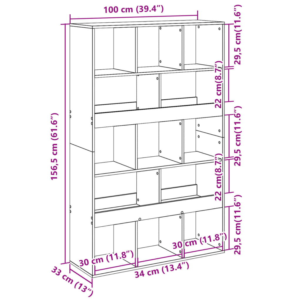 Bibliotecă, alb, 100x33x156,5 cm, lemn prelucrat