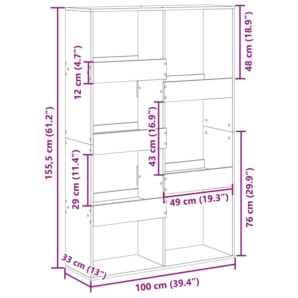 Bibliotecă, alb, 100x33x155,5 cm, lemn prelucrat