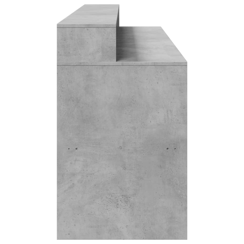 Birou cu lumini LED, gri beton, 200x55x91 cm, lemn prelucrat