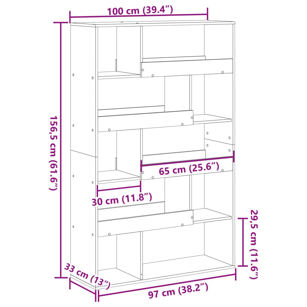 Separator de cameră gri sonoma, 100x33x156,5 cm, lemn prelucrat