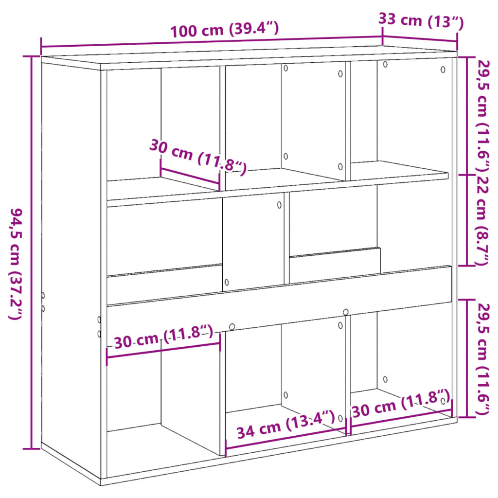 Separator de cameră, gri beton, 100x33x94,5 cm, lemn prelucrat