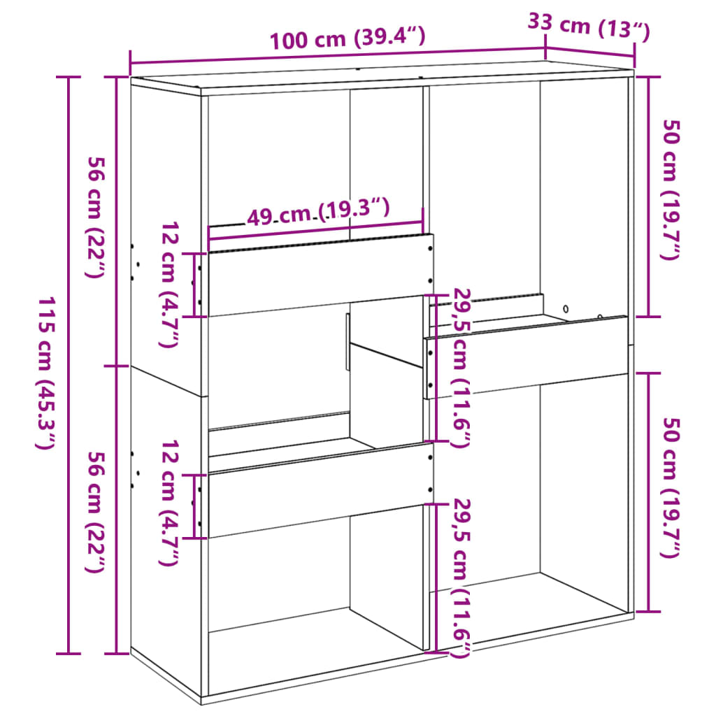 Separator de cameră, alb, 100x33x115 cm, lemn prelucrat