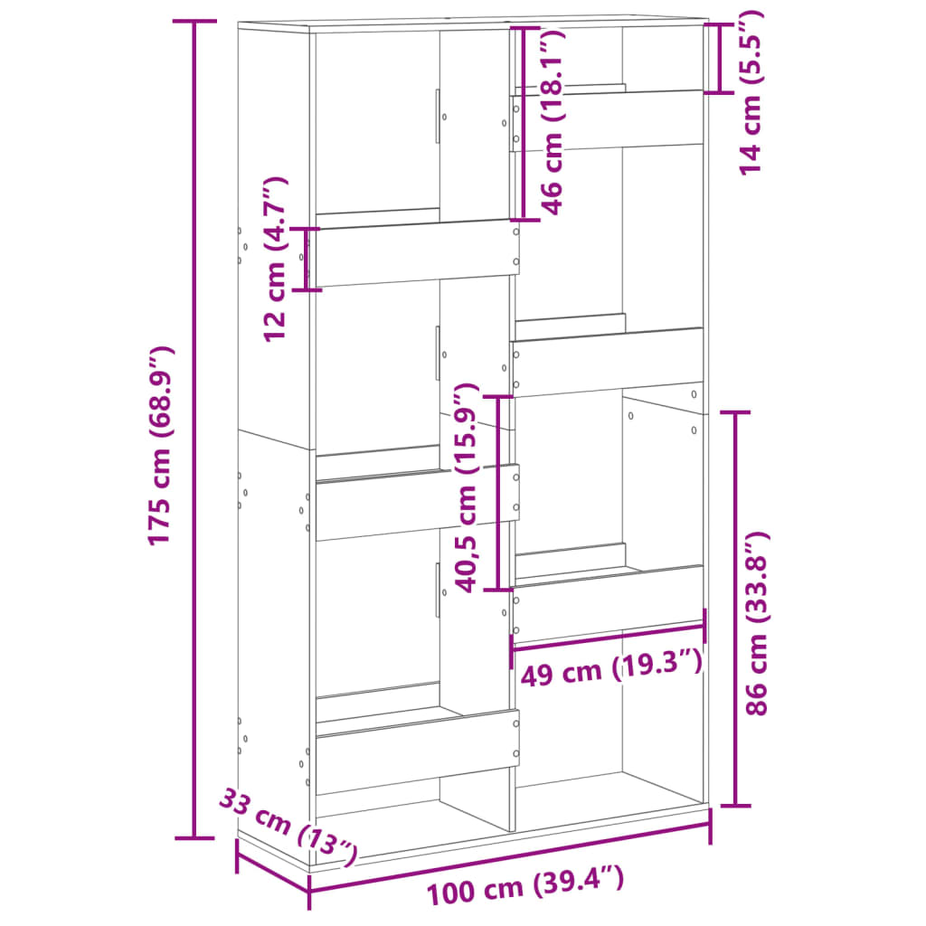 Separator de cameră, alb, 100x33x175 cm, lemn prelucrat