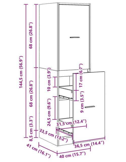 Загрузите изображение в средство просмотра галереи, Dulap de farmacie stejar fumuriu, 40x41x144,5cm, lemn prelucrat
