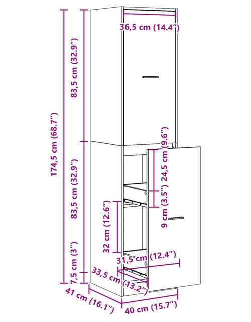 Încărcați imaginea în vizualizatorul Galerie, Dulap de farmacie, sonoma gri, 40x41x174,5 cm, lemn prelucrat
