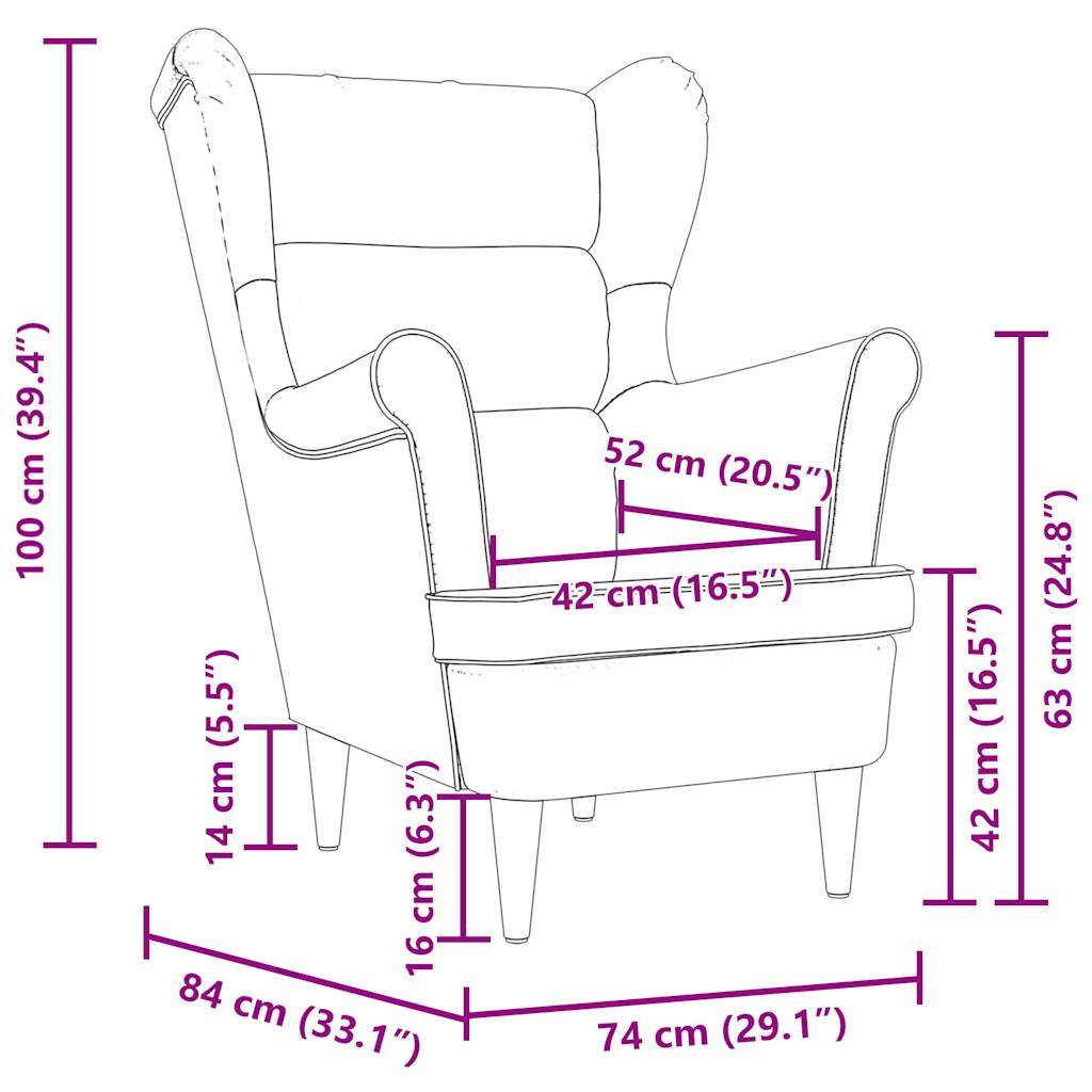 Fotoliu, crem, 74x84x100 cm, textil