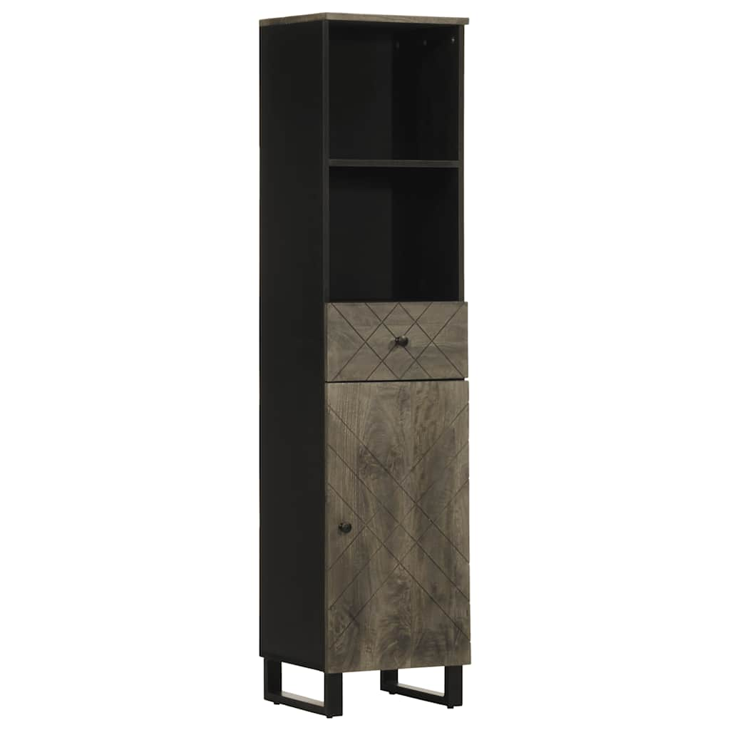 Set de mobilier de baie 3 piese din lemn masiv de mango negru