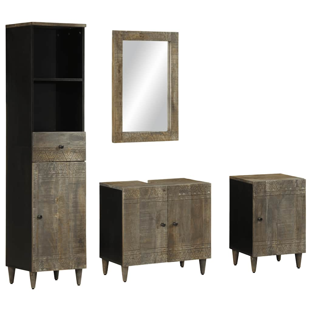 Set mobilier de baie, 4 piese, lemn masiv de mango