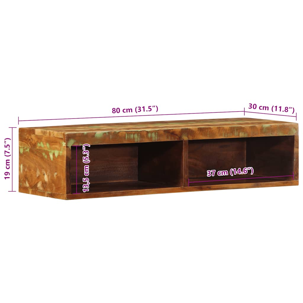 Dulap TV montat pe perete 80x30x19 cm, lemn masiv reciclat